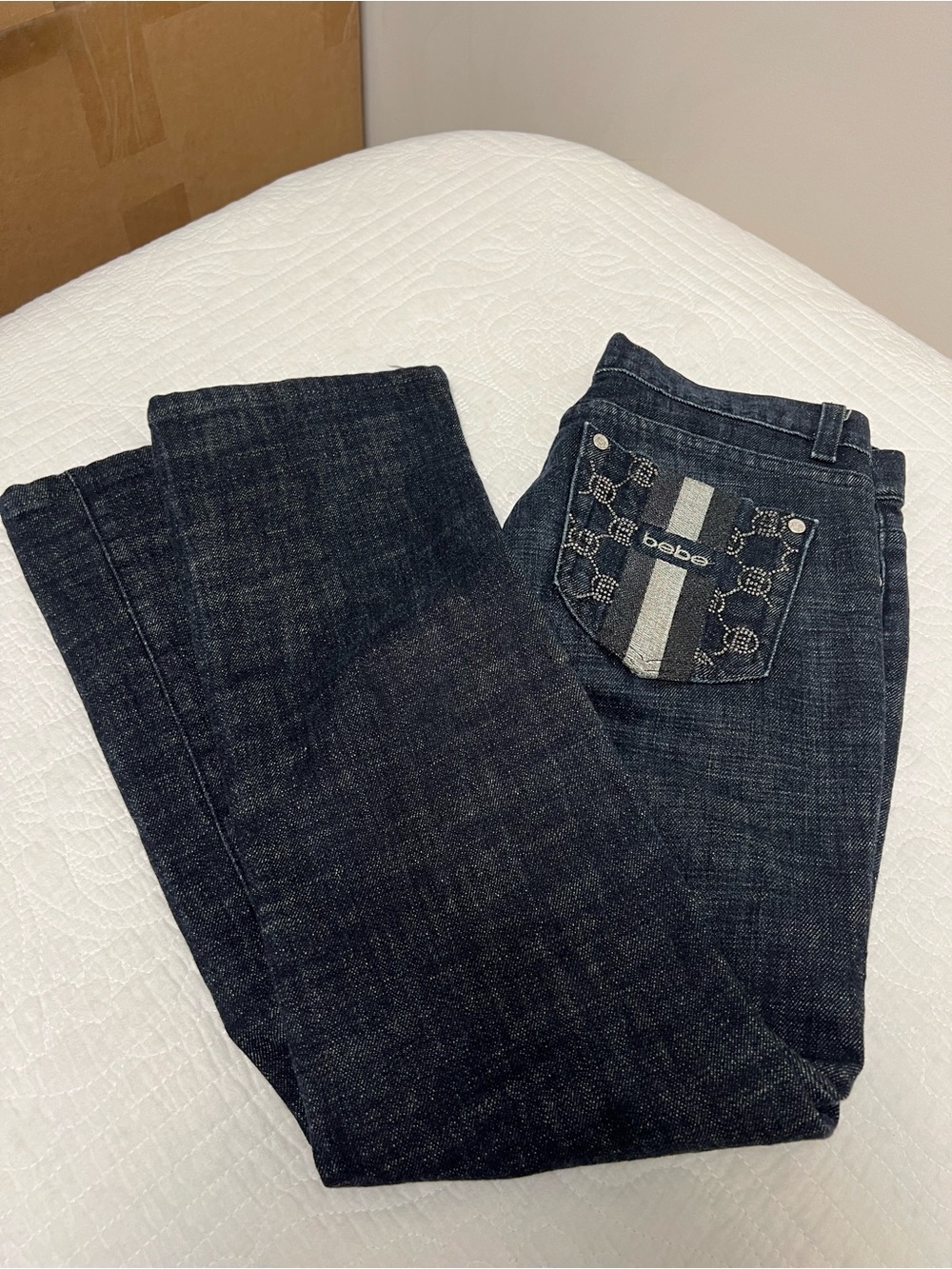 bebe Premium Denim Low Rise Bootcut Jeans Rhinestone Bling Y2K Size 28 ✨ - Picture 13 of 16
